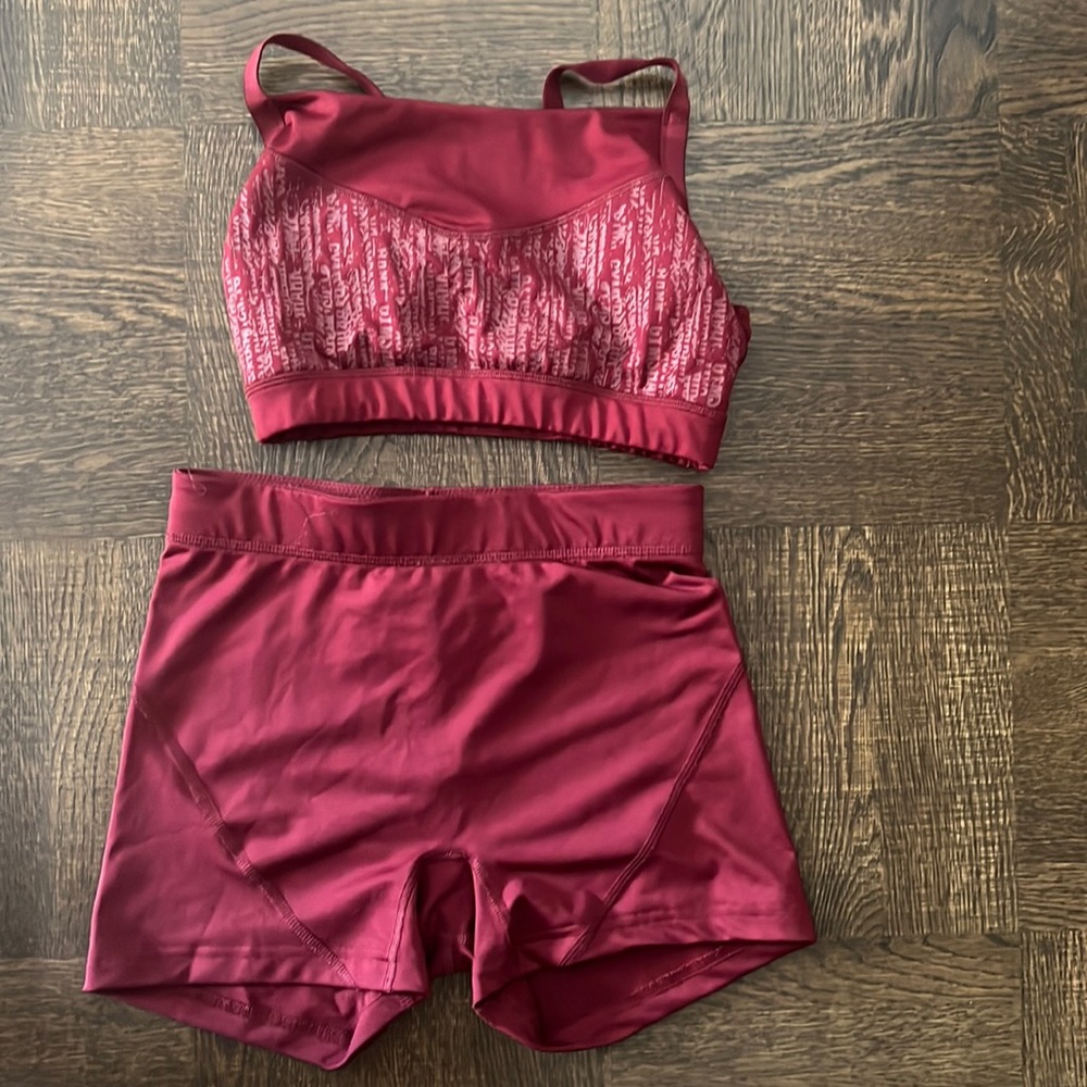 Gymshark Combat Red Sports Bra and Shorts